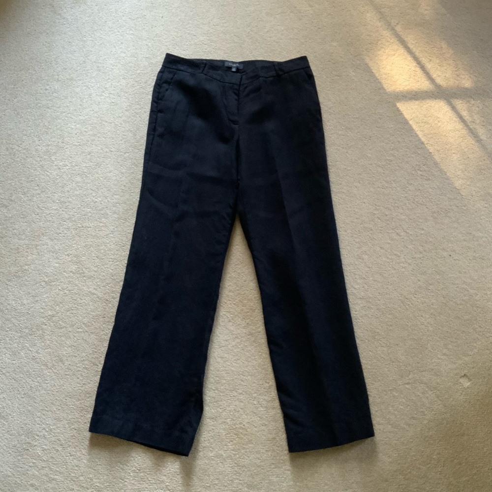 Talbots Black Flat-front Linen Pants Womens 12
